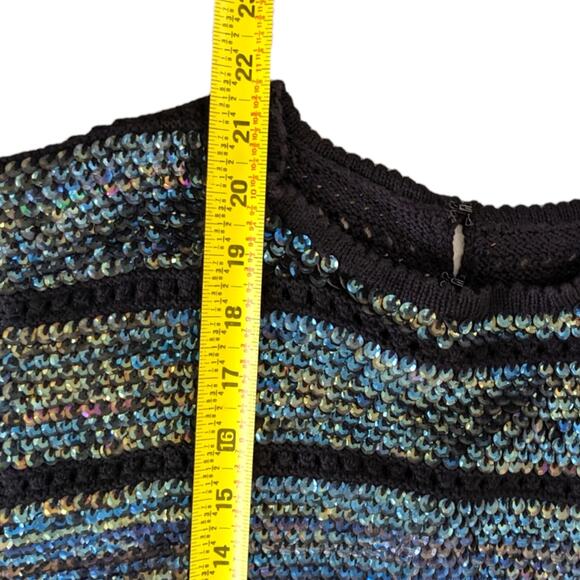 60's Iridescent boxy sequin sweater top - Picture 3 of 6